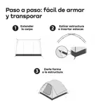 Carpa Con Sobre Techo y Alero Waggs 4 Personas Impermeable Azul