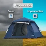 Carpa Autoarmable 2 Ventanas Waggs Impermeable Con Alero Azul