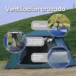 Carpa Autoarmable 2 Ventanas Waggs Impermeable Con Alero Azul