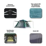 Carpa Autoarmable Waggs 6 Personas Impermeable Doble Alero Azul