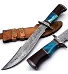 Cuchillo Bowie Bk-41 De Acero De Damasco Artesanal De 15 Pul