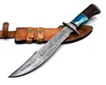 Cuchillo Bowie Bk-41 De Acero De Damasco Artesanal De 15 Pul