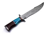 Cuchillo Bowie Bk-41 De Acero De Damasco Artesanal De 15 Pul