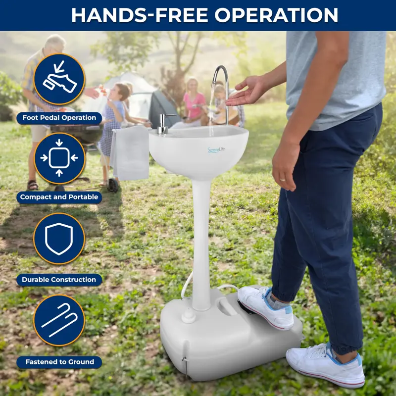 Estación Lavado Manos Portátil SereneLife 19L Lavado Libre