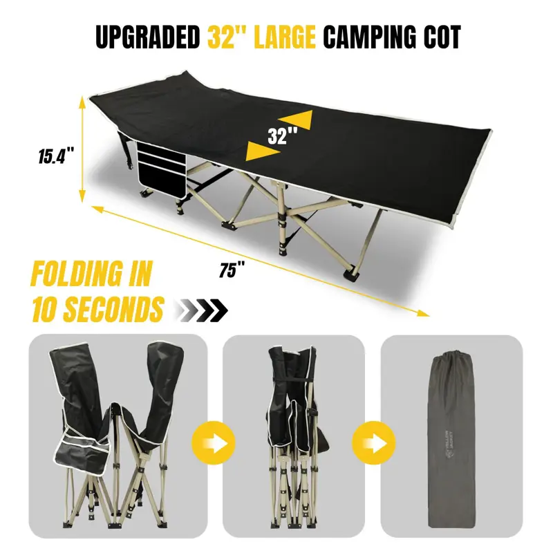 Cama Plegable Camping YELLOW JACKET ASF108B 75x32 Pulgadas