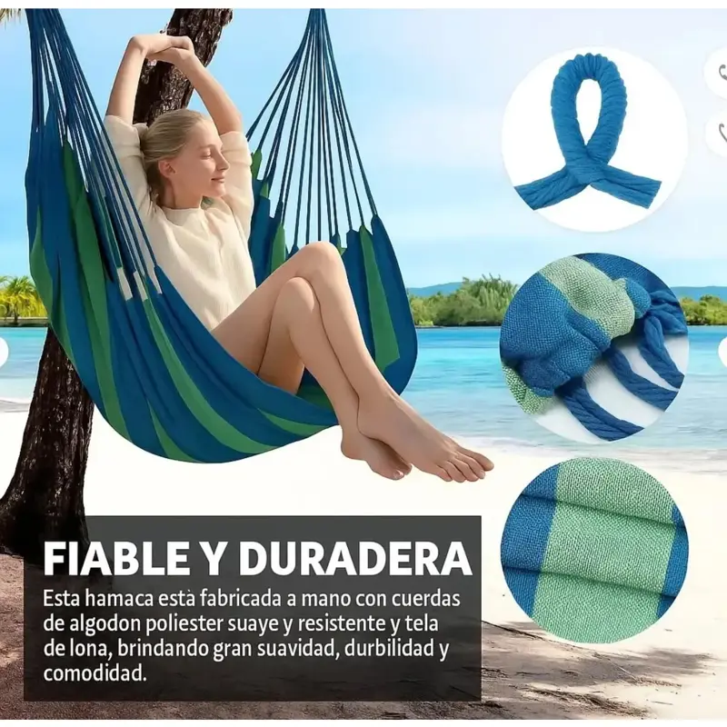 Hamaca Para Camping Paraguaya Con Bolso Premium Azul