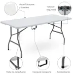 Combo Mesa Plástica SKTR180A + 4 Sillas Blancas Skop Garden