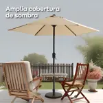 Sombrilla Parasol Recta WAGGS 3m Protección UV Jardín Terraza Crema