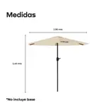 Sombrilla Parasol Recta WAGGS 3m Protección UV Jardín Terraza Crema