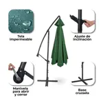 Sombrilla Parasol Lateral Waggs Grande 3m con Proteccion UV Beige
