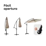 Sombrilla Parasol Lateral Waggs Grande 3m con Proteccion UV Beige