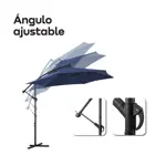 Sombrilla Parasol Lateral Waggs Grande 3m con Proteccion UV Azul