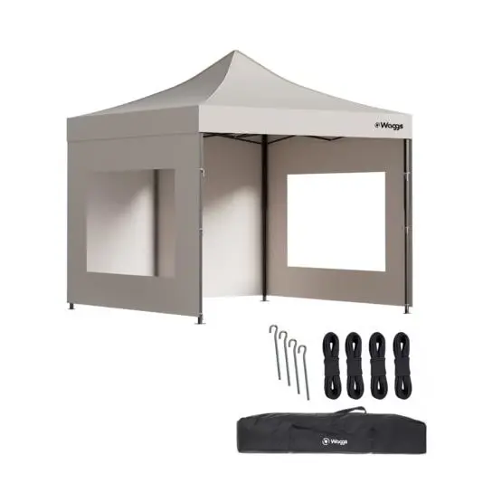 Gazebo Plegable 3x3mts Autoarmable Impermeable Cerrado Waggs Beige
