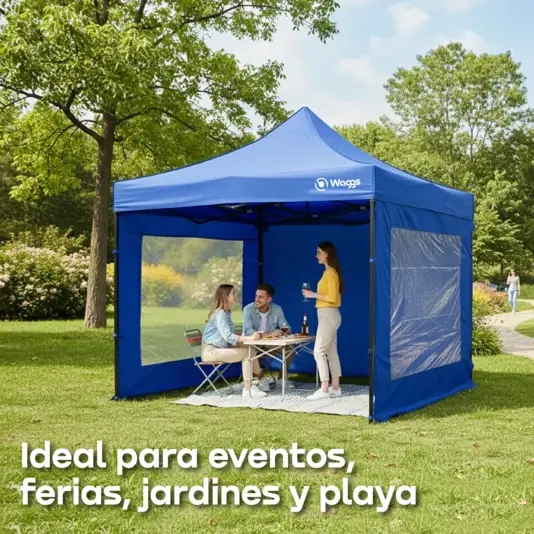 Gazebo Plegable 3x3mts Autoarmable Impermeable Cerrado Waggs Beige