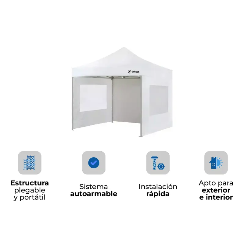 Gazebo Plegable 3x3mts Autoarmable Impermeable Cerrado Waggs Beige