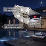 Sombrilla Parasol Con Luces Led Inclinable Waggs Negro