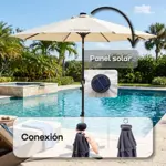 Sombrilla Parasol Con Luces Led Inclinable Waggs Beige