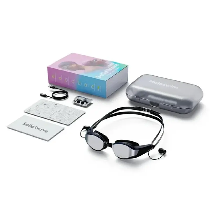 Antiparras inteligentes Holoswim SollaWave con auriculares Red