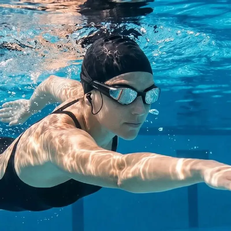 Antiparras inteligentes Holoswim SollaWave con auriculares Red