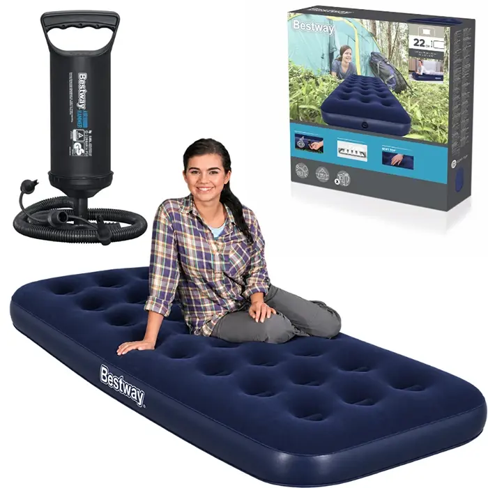 Colchón Inflable 1Plaza 671HD 185x76x22cm c/Inflador Manual BESTWAY