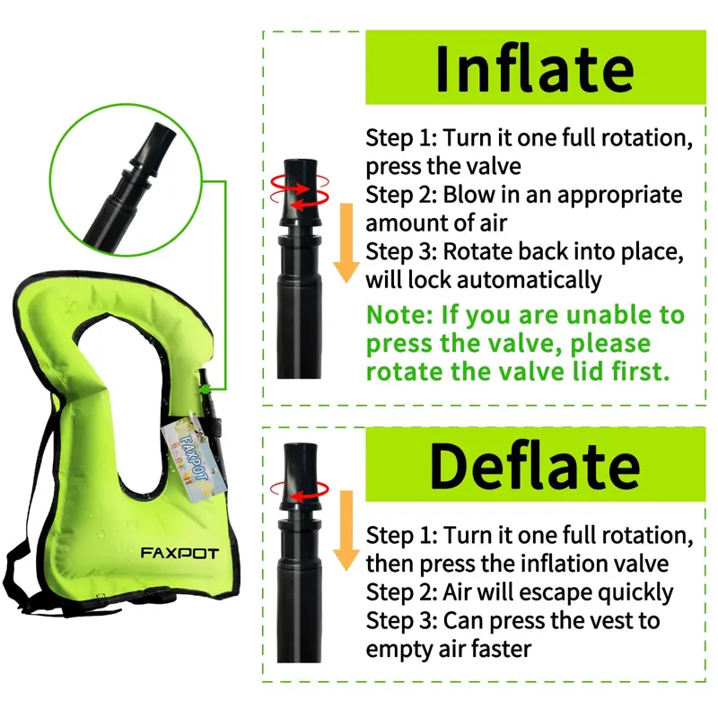 Chaleco Inflable Snorkel Faxpot para Adultos Verde