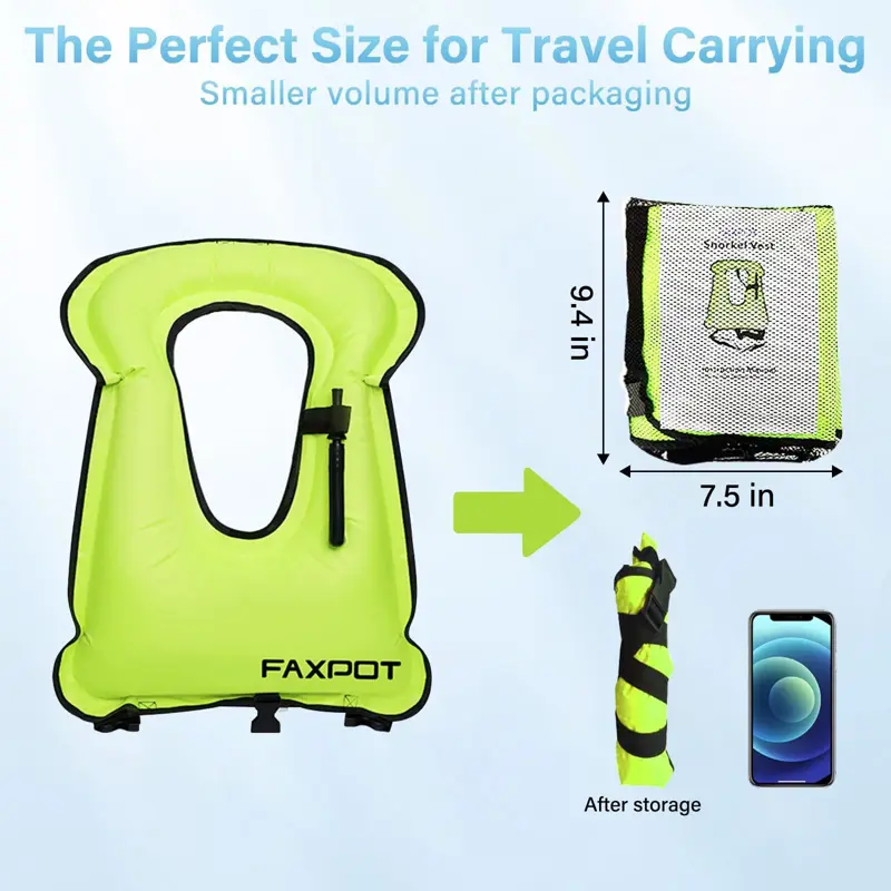 Chaleco Inflable Snorkel Faxpot para Adultos Verde