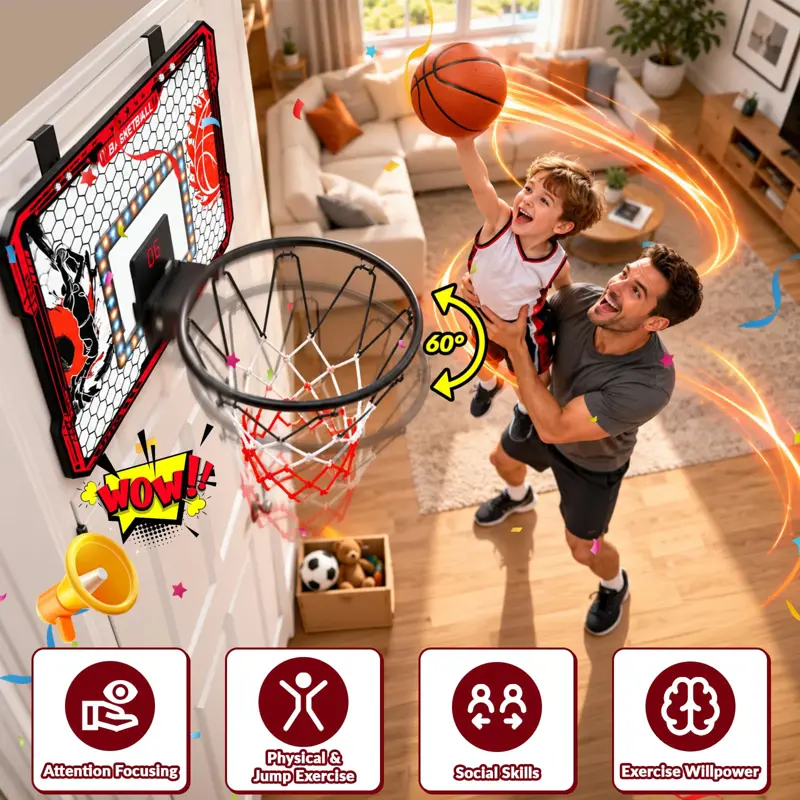 Aro de Basquetbol para Puerta Infantil OZMI WT360 con Marcador LED y Luces