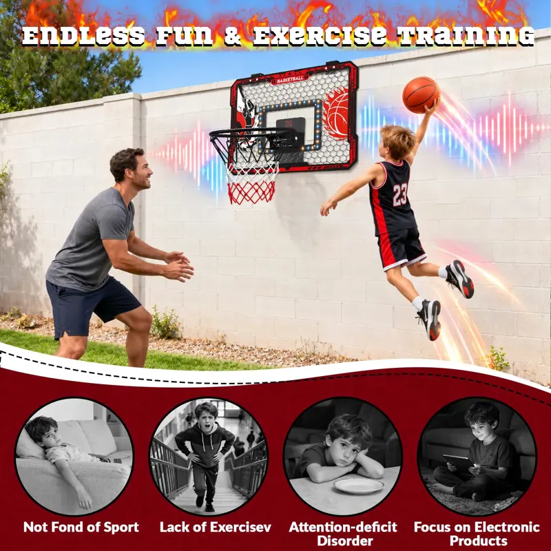 Aro de Basquetbol para Puerta Infantil OZMI WT360 con Marcador LED y Luces