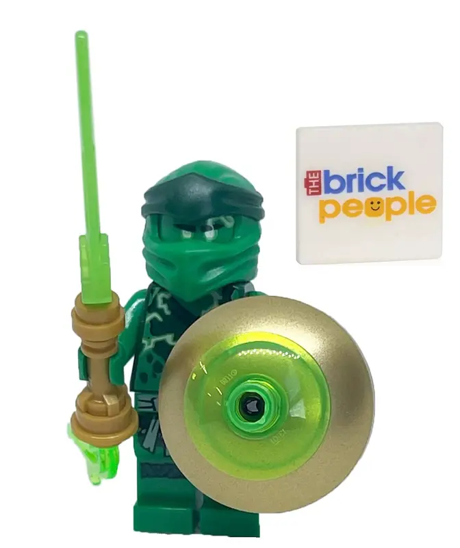 Figura LEGO Lloyd con espada y escudo Green Flame de 5 cm de altura