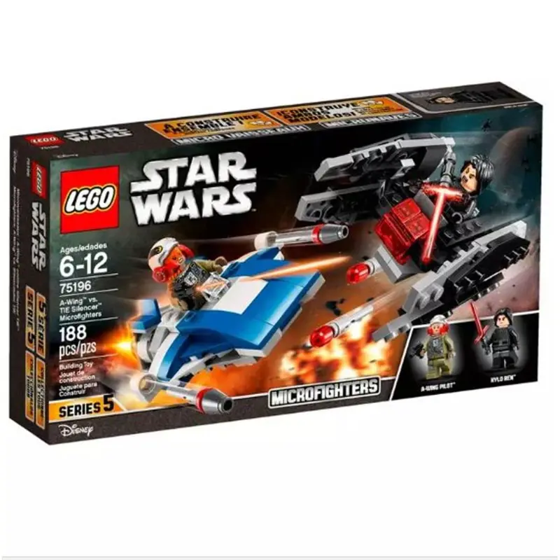 Kit de construcción LEGO Star Wars A Wing contra TIE Silencer 75196