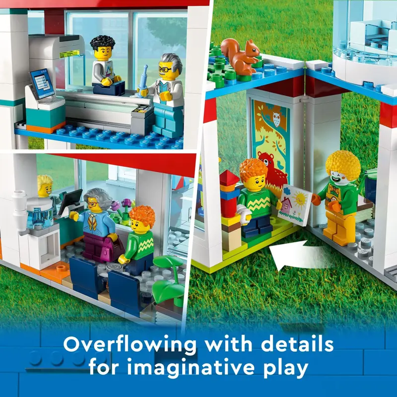 Set de construcción LEGO City Hospital 60330 con ambulancia y helicóptero