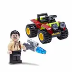 Juego LEGO Jurassic World Vic Hoskins de juguete con vehículo patrulla