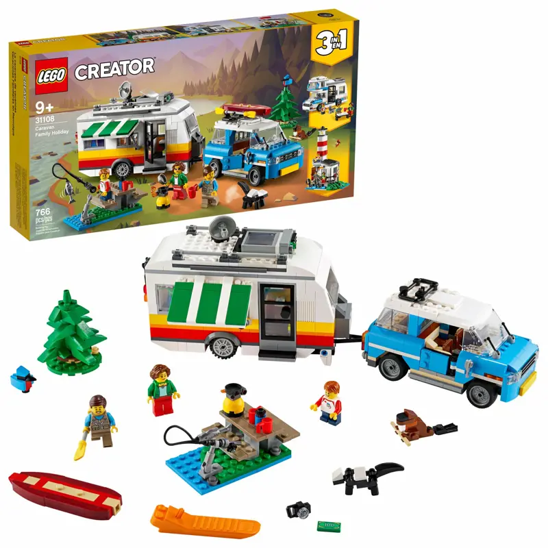 Kit de construcción LEGO Creator 3 en 1 Caravan Family Holiday 31108