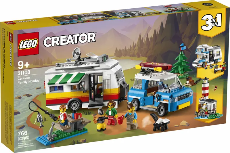 Kit de construcción LEGO Creator 3 en 1 Caravan Family Holiday 31108
