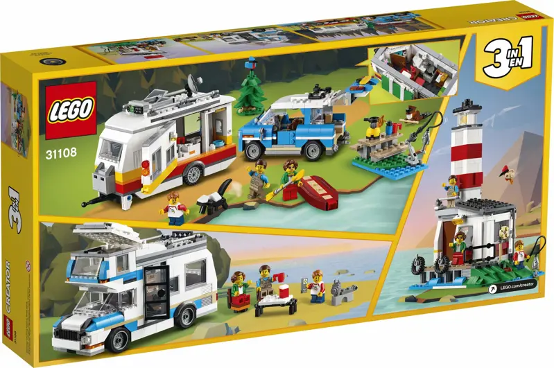 Kit de construcción LEGO Creator 3 en 1 Caravan Family Holiday 31108