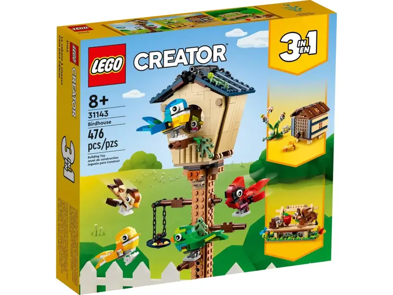 Juguete de construcción LEGO Creator 3 en 1 Birdhouse 31143 con 476 piezas