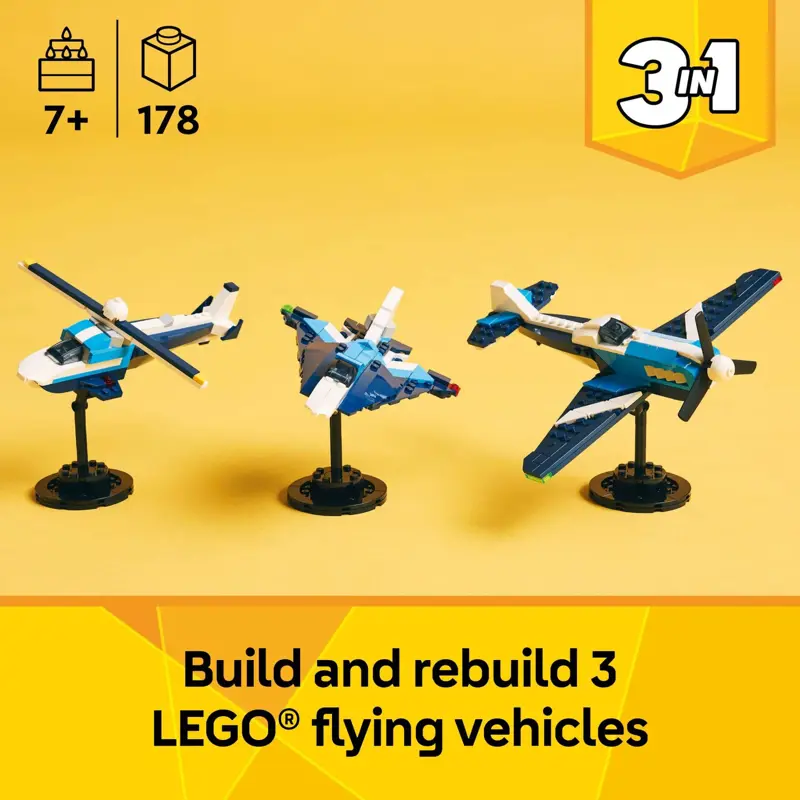Juguete de construcción LEGO Creator 3 en 1 Aircraft Race Plane 31160