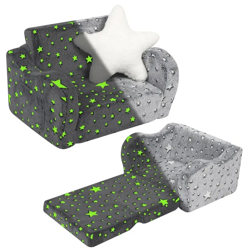 Sofá para niños pequeños MOMCAYWEX Star que brilla en la oscuridad con almohada