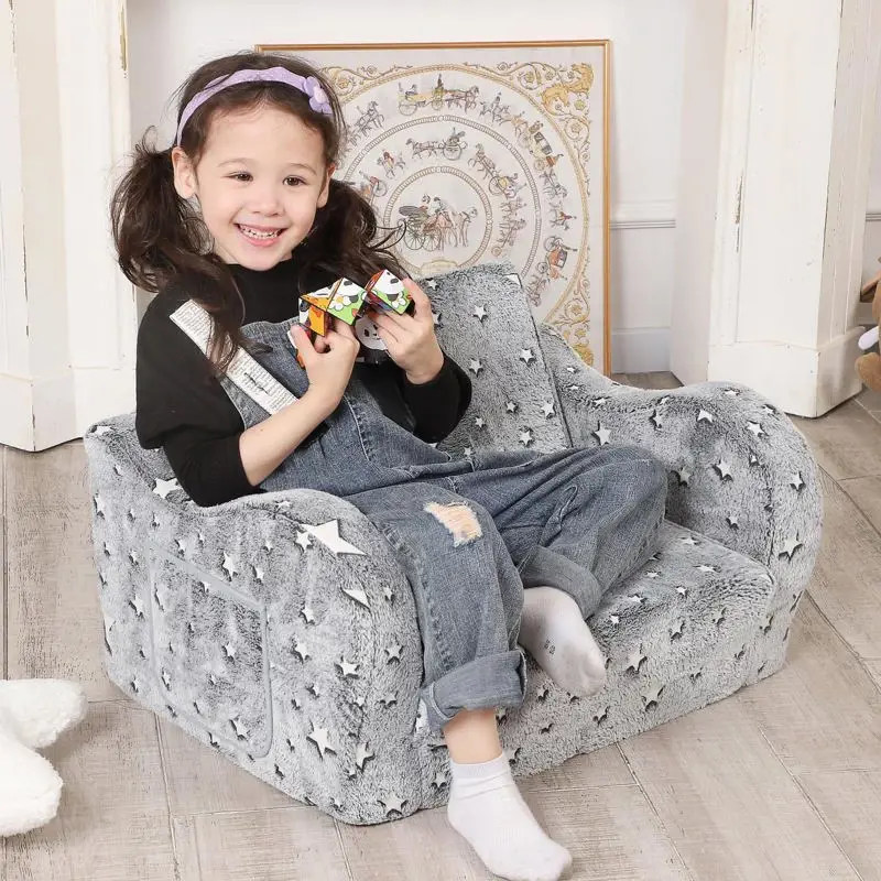 Sofá para niños pequeños MOMCAYWEX Star que brilla en la oscuridad con almohada