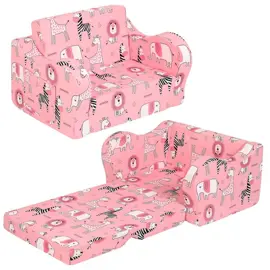 Sofá Infantil Rosa 2 En 1 Cama Con...