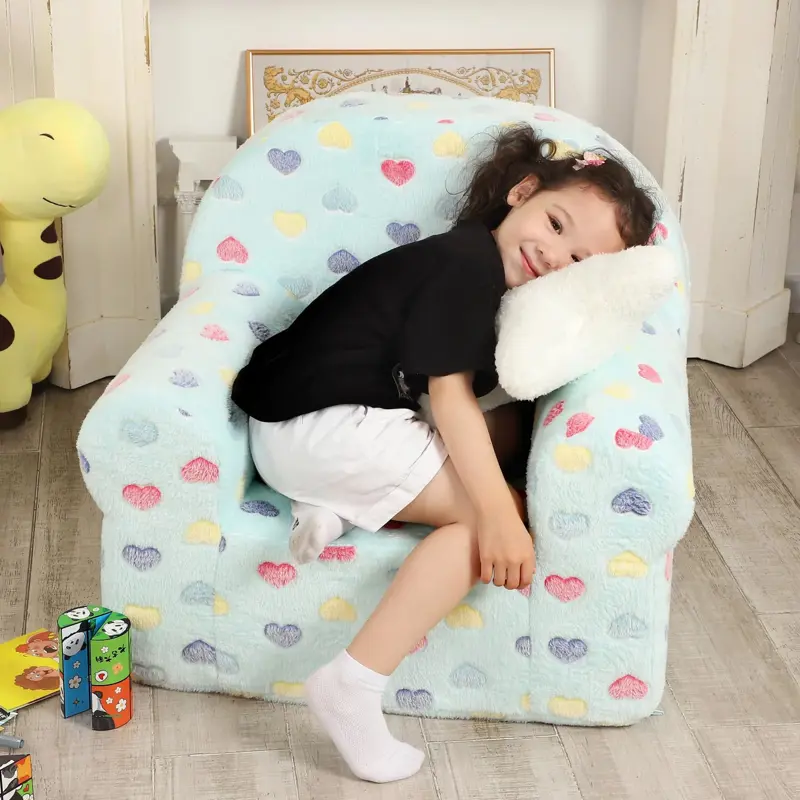 Silla MOMCAYWEX Sofá para niños pequeños que brilla en azul oscuro, 64 x 51 x 61 cm