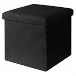 Puff Cuadrado Estructura Reforzada De Madera, Metal Plegable Negro