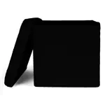 Puff Cuadrado Estructura Reforzada De Madera, Metal Plegable Negro