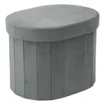 Puff Ovalado Estructura Reforzada De Madera, Metal Plegable Gris