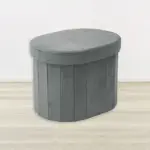 Puff Ovalado Estructura Reforzada De Madera, Metal Plegable Gris