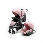 Cochecito Travel System Rosado con Manillar Rebatible
