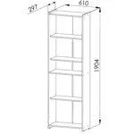 Biblioteca Abierta Con Estantes Orlandi 190cm Melamina Abedul