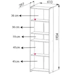 Biblioteca Abierta Con Estantes Orlandi 190cm Melamina Abedul
