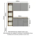 Kit De Cocina Compacto 120cm Alacena + Bajo Mesada Easy Madesa