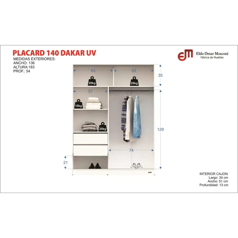 placard corredizo 1.40 wengue 56416 mosconi